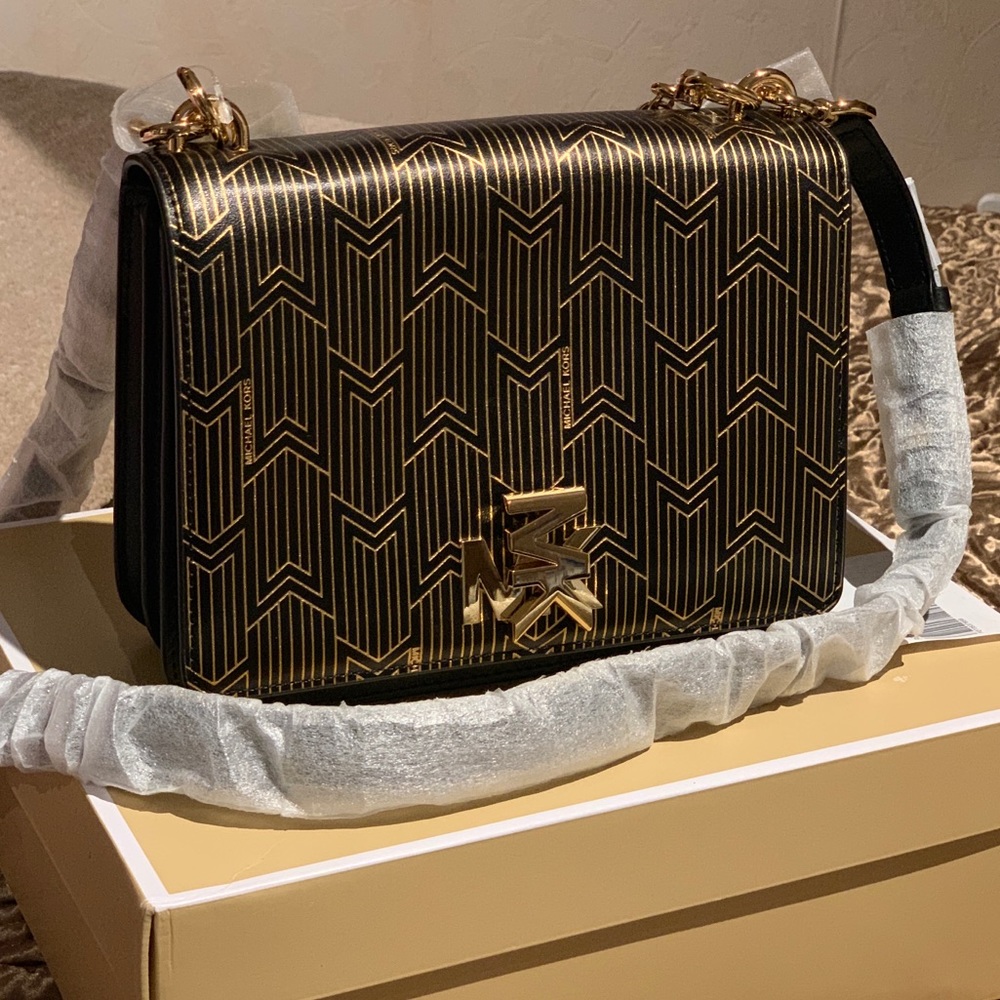 Michael kors Mott Black/Gold Leather shoulder bag